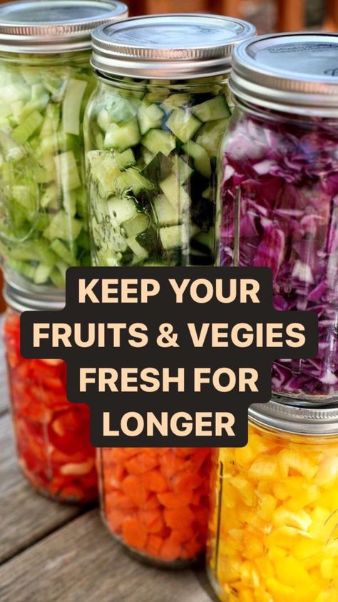 Food Saver Hacks, Veggie Storage, Jar Magic, Freezing Vegetables, Storing Fruit, Storing Vegetables, Jar Meals, Amazing Food Hacks, Fruit And Vegetable Storage