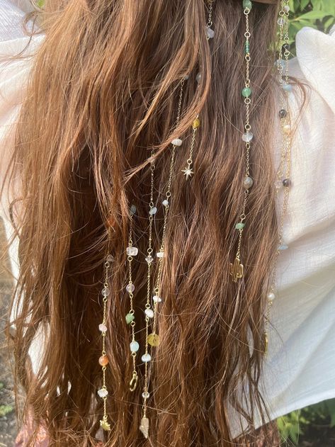 Create Your Own Crystal Hair Charm, GOLD Hair Accessories, Hippie Hair Jewelry, Hair Charms and Jewels - Etsy Nature Hair Accessories, Sun Hair Accessories, Witchy Whimsical, Hair Crystals, Homemade Hair Accessories, Hair Charm, Hair Bracelet, Hair Charms, Beachy Hair