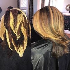 Ombre Hair Color Black Women, Highlight Foil Placement, Loc Colors, Hair Lookbook, Inspiring Hairstyles, Blonde Natural Hair, Pressed Natural Hair, Silk Press Natural Hair, Foil Highlights