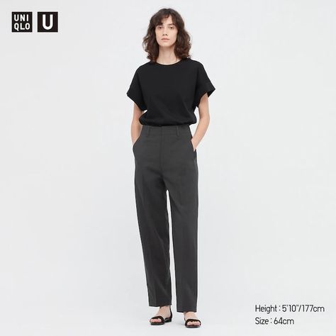 Gray Trousers Outfit Women, Uniqlo Looks, Uniqlo Trousers, Uniqlo Women Outfit, Tailored Pants Women, Uniqlo Outfit, Trousers Women Outfit, Grey Pants Outfit, Uniqlo Style