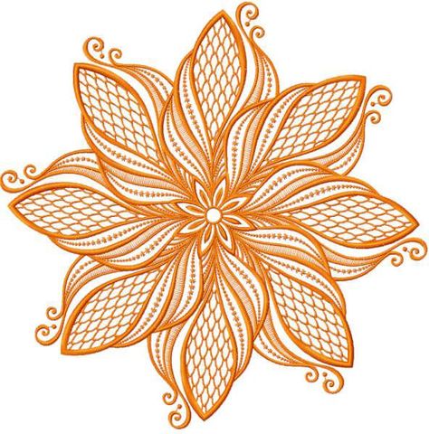 Motif Design Embroidery, Flower Motif Design, Flower Machine Embroidery, Ornamental Flower, Basic Hand Embroidery Stitches, Embroidery 3d, Flower Machine Embroidery Designs, New Embroidery Designs, Art Nouveau Pattern