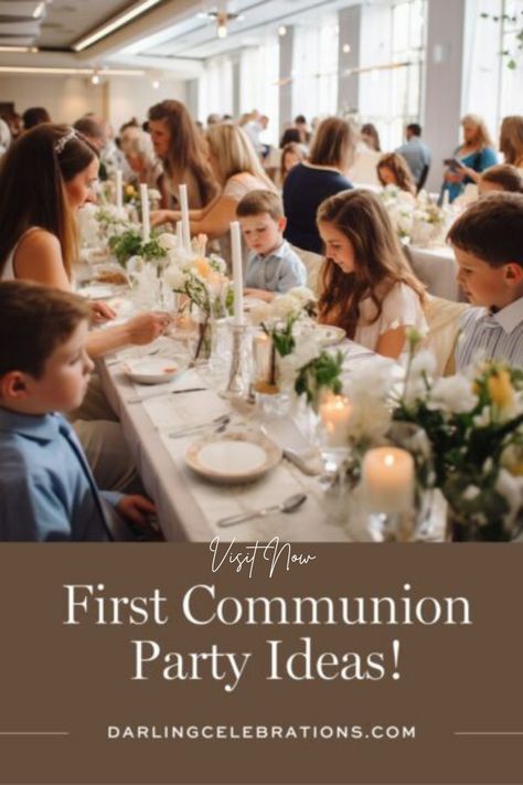 Visit Website First Communion Brunch Ideas, 1st Communion Party Ideas, First Communion Party Ideas, Communion Party Ideas, Holy Communion Party, First Communion Decorations, First Communion Cake, Communion Decorations, First Communion Party