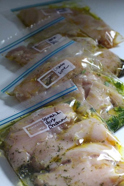 10 Freezer-to-Grill Chicken Packs in 20 Minutes | The Family Freezer Freezing Food Guide, Freezer Dinners, Slow Cooker Freezer Meals, Freezable Meals, Freezer Friendly Meals, Freezer Meal Planning, Make Ahead Freezer Meals, Freezer Meal Prep, Food Saver