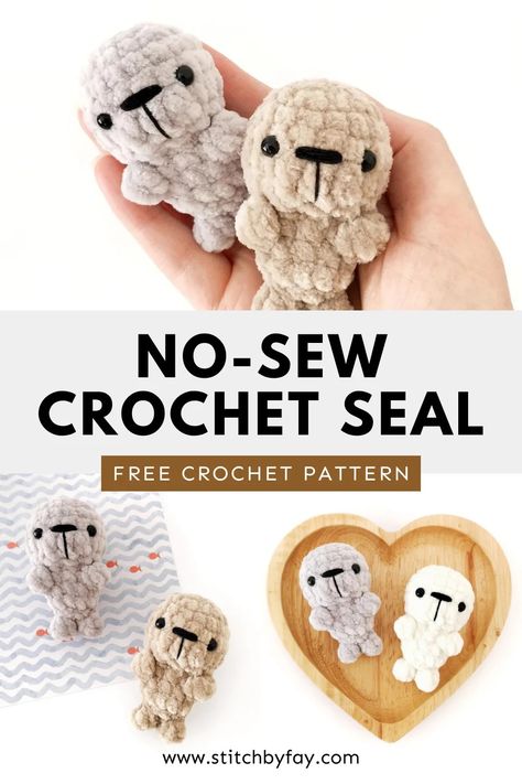 No-Sew Crochet Seal Pattern (Free!) Crochet Seal Pattern, Amigurumi Seal, Crochet Seal, Seal Pattern, Small Amigurumi, No Sew Crochet, Easy Crochet Animals, Quick Crochet Patterns, Pola Amigurumi