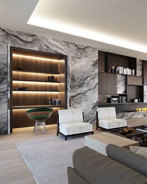 Dieter Vander Velpen (@vandervelpen) • Instagram photos and videos Marble Walls, Modern Shelves, Popular Living Room, Shelves Design, 아파트 인테리어, घर की सजावट, Marble Wall, Contemporary Interior Design, Window Seat