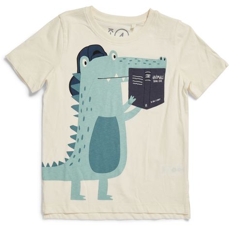 K-D Boys Crocodile Tee - Ecru | BIG W Boys Tops, Summer 2025, Ready To Play, Boys Top, Kids Prints, Shorts With Pockets, Kids Design, Reptiles, Kids Clothing