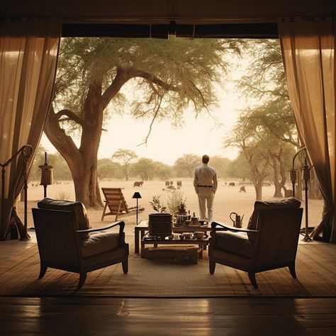 African Safari Lodge Interior Design, Safari Lodge Interior, Out Of Africa Style, Lodge Interior Design, Safari House, African Safari Decor, African Safari Lodge, African Lodges, Safari Home Decor