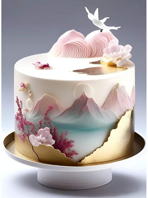 Landscape Cake, Cherry Blossom Cake, Blossom Cake, Designer Cake, Fantasy Cake, Beautiful Cake Designs, Spring Cake, Cupcakes Decorados, Christmas Cake Recipes