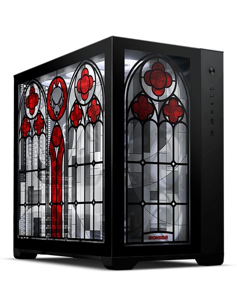 Gothic Castles, Computer Set, Gothic Castle, Custom Pc, The Haunting, Gamer Room, Pc Setup, Stained Glass Panels, Gothic Home Decor