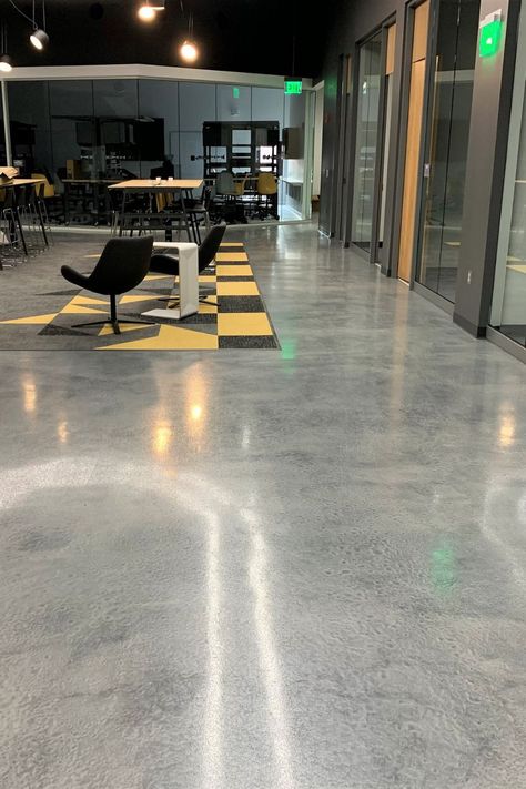 Epoxy Restaurant Floor, Matte White Epoxy Floor, Industrial Epoxy Flooring, Light Grey Epoxy Garage Floor, Flooring Epoxy, Epoxy Floor Commercial, Office Flooring, Gray Floor, Bar Flooring