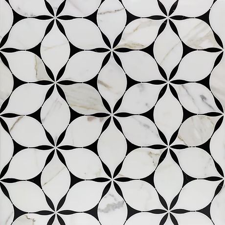 Natural Stone Tiles & Stone Mosaic Tile | TileBar.com Waterjet Marble, Pearl Tile, Calacatta Gold Marble, Tiles Bathroom, Marble Polishing, Tile Mosaic, Nero Marquina, Mosaic Flowers, Calacatta Marble