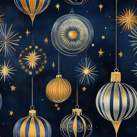 Free image of "Art Deco Ornaments Pattern" by Circe Denyer Art Deco Christmas Illustration, Medieval Christmas Aesthetic, Art Deco Ornaments, Disco Christmas, Holiday Background, Pattern Images, Professional Art, Christmas Illustration, Christmas Aesthetic