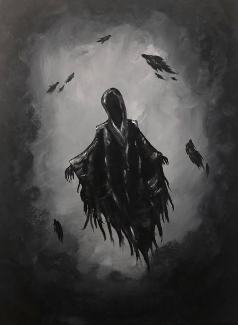 Dementor Drawing, Dementor Art, Dementor Tattoo, Harry Potter Dementors, Harry Potter Tattoo Sleeve, Harry Potter Universe, Harry Potter Painting, Potter Tattoo, Maker Space