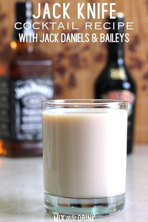 The Jack Knife features Jack Daniels and Baileys Irish Cream. It’s a simple little drink that makes a great nightcap. #jackdanielsdrinks #irishcreamdrinks #baileysdrinks #cocktailrecipes #bourbondrinks Baileys Cocktail, Jack Daniels Recipes, Irish Cream Drinks, Jack Daniels Drinks, Baileys Drinks, Bourbon Drinks, Baileys Irish, Baileys Irish Cream, Whiskey Drinks