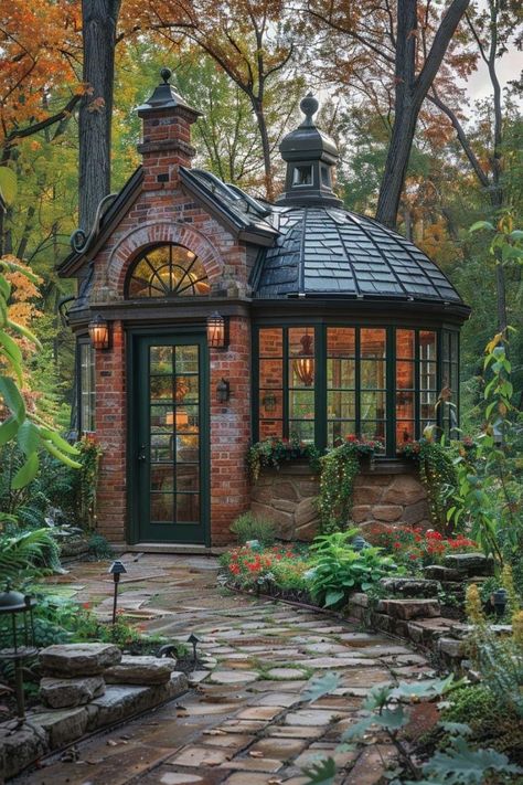 Cosy Greenhouse, Backyard Buildings, Backyard Greenhouse, Dream Cottage, Garden Sheds, She Sheds, Fantasy House, Dream House Exterior, Dream Home Design