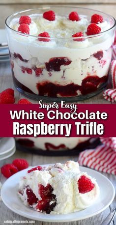 Chocolate Raspberry Trifle, Trifle Bowl Recipes, Cake White Chocolate, Raspberry Trifle, Trifle Dessert Recipes, Weight Watcher Desserts, Cake White, White Chocolate Mousse, Trifle Desserts