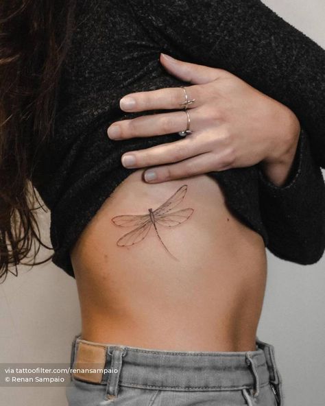 Aesthetic Tattoo Ideas, Small Dragonfly Tattoo, Rib Tattoos For Women, Flying Tattoo, Dragonfly Tattoo Design, 20 Aesthetic, Boho Tattoos, Up Tattoo, Petite Tattoos