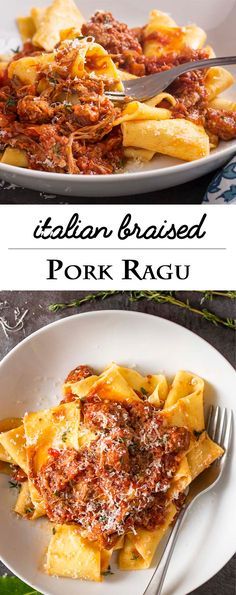 Braised Pork Shoulder, Pork Ragu, Beef And Pork, Ragu Recipe, Italian Comfort Food, Italian Recipes Authentic, Braised Beef, Braised Pork, Pork Shoulder