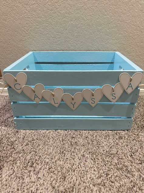 Wood Crate Gift Box Ideas, Crate Painting Ideas, Wooden Crate Painting Ideas, How To Paint Wooden Crates, Painted Crates, Painted Crate, Big/little Baskets, Small Wooden Crates, Wooden Crate Boxes