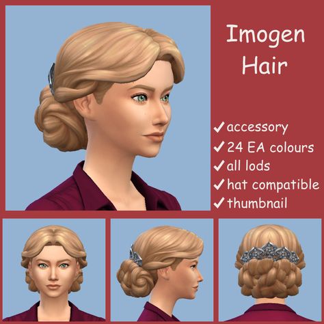 Sims 4 Edwardian, 1890s Hair, 1910 Hair, Fancy Updo, Sims 4 Decades Challenge, Edwardian Hairstyles, Medieval Hairstyles, Sims Medieval, Victorian Hairstyles