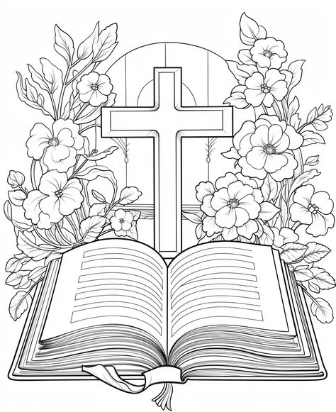 Religious Coloring Pages, God Coloring Pages, Christian Coloring Pages, Free Bible Coloring Pages, Bible Coloring Sheets, Cross Coloring Page, Bible Stickers, Bujo Art, Jesus Coloring Pages