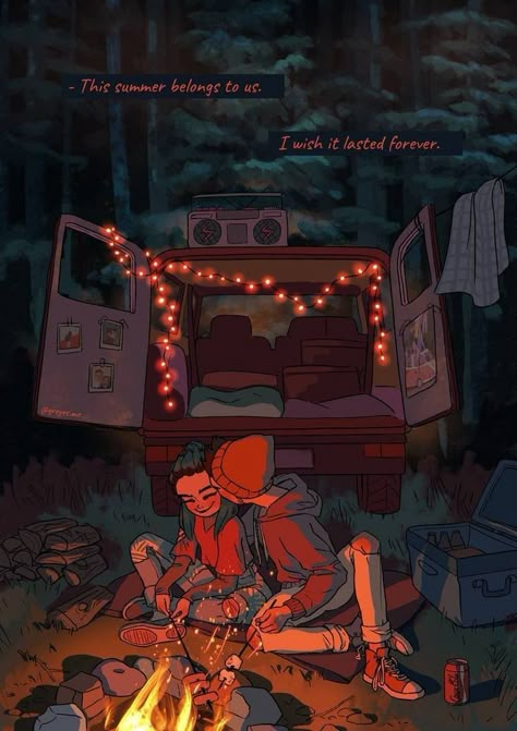 Camping Drawing, Couple Camping, Camping Couple, Illustration Photo, Animated Love Images, Maybe Someday, Cute Love Cartoons, Love Illustration, Cute Couple Art