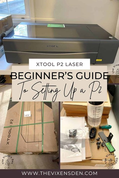 Beginners Guide to Setting Up the xTool P2 CO2 Laser Machine - The Vixen's Den Studio Xtool P2 Projects, Glowforge Machine, Green Sticker, Laser Machine, Laser Printer, Acrylic Earrings, Masking Tape, Beginners Guide, Laser Engraving