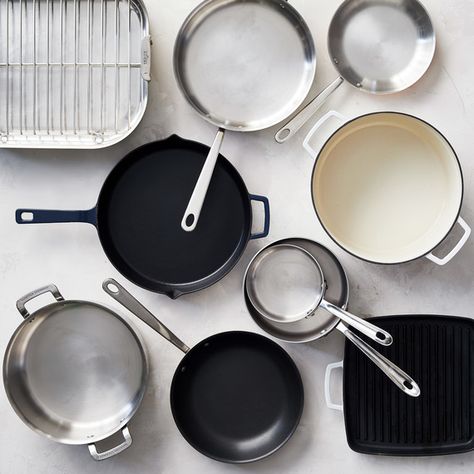 8 Essential Pots and Pans for Getting Dinner on the Table | The must-have pieces of kitchen equipment, and how to use them: here's everything you should know. #kitchentools #potspans #marthastewart Burnt Food, Organized Kitchen, Induction Cookware, Stainless Steel Pans, Food Storage Boxes, Copper Pots, Pots Pans, Cooking Equipment, Induction Cooktop