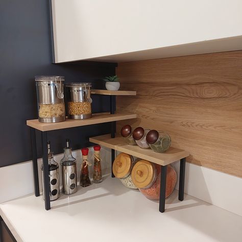 Excited to share the latest addition to my #etsy shop: Wooden Countertop Metal Corner Kitchen Organizer Spice Oil Storage Desktop Multifunctional 3 Tier Corner Shelf #wood #corner #kitchenorganizer #cornerorganizer #kitchenshelf #kitchencorner #cornershelf https://etsy.me/3V7GqCd Corner Kitchen Shelf, Corner Kitchen Shelves, 3 Tier Corner Shelf, L Shaped Pantry, Corner Cabinet Solutions, Corner Cabinet Organization, Corner Drawers, Wood Corner Shelves, Corner Shelving Unit