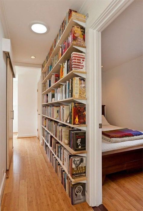 Get inspiration for organizing your book collection with these 15 home library ideas. Small Home Libraries, Long Narrow Hallway, Home Library Design, Apartment Organization, Small Apartment Decorating, Home Libraries, Narrow Hallway, Design Del Prodotto, Online Group