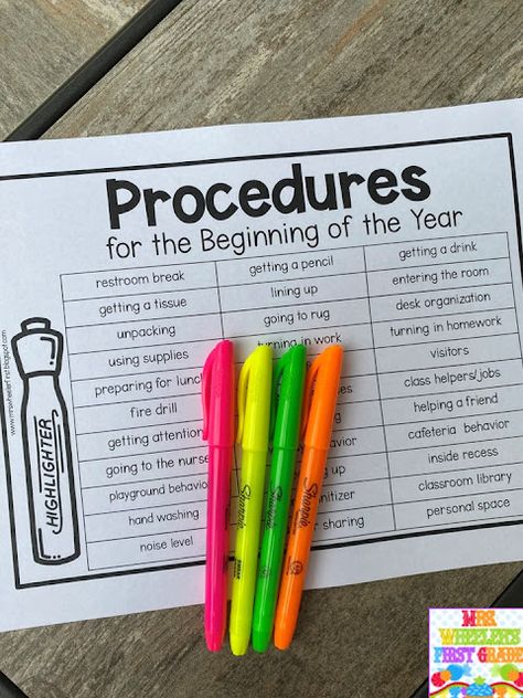 Mrs. Wheeler's First Grade Tidbits: Back to School Procedures 1st Grade Expectations, First Day 3rd Grade Activities, Get To Know You 2nd Grade, First Day Of School Procedures Checklist, All About Me 2nd Grade Back To School, First Day Ideas For Teachers, Second Grade School Supplies List, 2nd Grade Teaching Ideas, Teaching Procedures First Grade