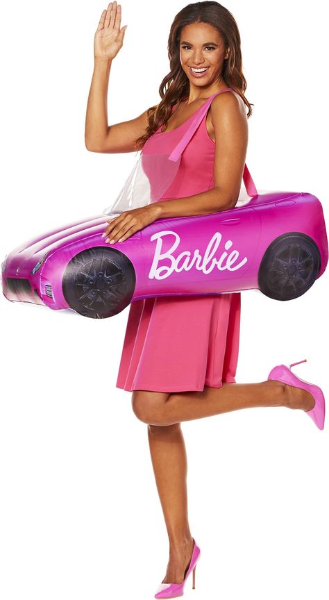 PRICES MAY VARY. Hop into the driver's seat when you wear this adult-sized inflatable Barbie car! Make a splash at your next Halloween party or social gathering in this vibrant pink Barbie car costume. This costume includes an inflatable pink Barbie car with attached straps for hours of comfortable wear. Made of PVC plastic, this lightweight and durable Barbie car is durable and easy to clean. Hand wash this inflatable Barbie car costume as needed to keep it looking fresh and new. This adult inf Different Barbies Costumes, Halloween Costume Barbie, Car Costume, Barbie Halloween Costume, Batman Costumes, Barbie Car, Box Costumes, Barbie Halloween, Inflatable Costumes