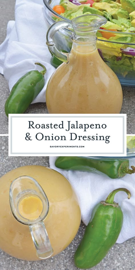 Jalapeno Salad, Onion Dressing Recipe, Roasted Jalapeno, Pastas Recipes, Jalapeno Recipes, Salad Dressing Recipes Homemade, Marinade Sauce, Homemade Salads, Sauces And Dressings