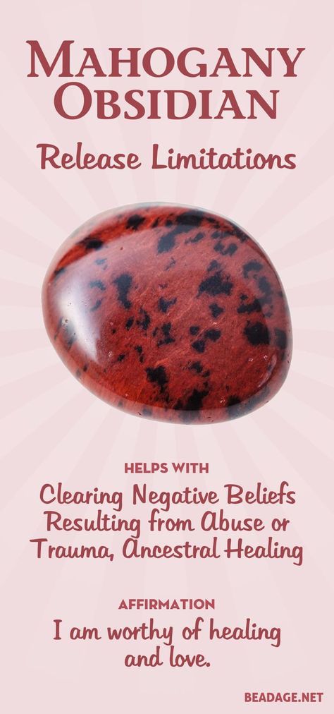 Mahogany Obsidian is useful for clearing self-imposed blocks that lurk in your subconscious due to past harmful experiences. If you feel… Mahogany Obsidian Meaning, Mahogany Crystal, Obsidian Meaning, Mahogany Obsidian, Healing Affirmations, Past Lives, Crystals Healing Properties, Spiritual Crystals, Crystals Healing