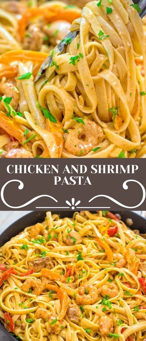 This delicious Cajun Chicken and Shrimp Pasta makes an easy, quick and filling dinner for the whole family. The smoky Cajun spice and the creamy Parmesan sauce create an unforgettable combination! FOLLOW Cooktoria for more deliciousness! If you try my recipes - share photos with me, I ALWAYS check! Cajun Chicken And Shrimp Pasta, Chicken Shrimp Pasta, Cajun Chicken And Shrimp, Cajun Spice, Creamy Parmesan Sauce, Cajun Dishes, Chicken Shrimp, Chicken And Shrimp Recipes, Cajun Cooking