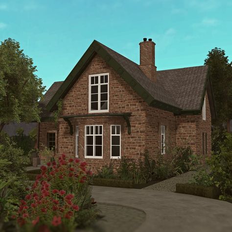 Cosmicxvelvetx (@cosmicxvelvet) on X Bloxburg Wooden House, Bloxburg Countryside House, Brick House Bloxburg, Bloxburg Brick House, Bloxburg Small Cottage, Bloxburg British House, Bloxburg Craftsman House, Countryside House Exterior, Town Building Ideas