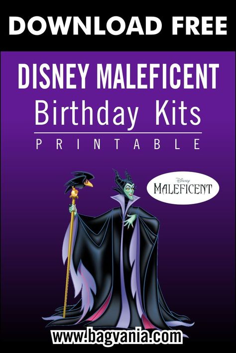 (FREE PRINTABLE) – Maleficent Birthday Party Kits Template | FREE Printable Birthday Invitation Templates - Bagvania Maleficent Birthday Party, Villain Party, 18th Party Ideas, Disney Villain Party, Maleficent Party, Villains Party, Template Free Printable, Free Printable Invitations Templates, Pokemon Birthday Party