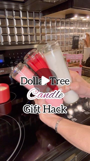 Dollar Tree Diy Candle, Personalized Candles Diy, Diy Candle Gift, Diy Candles Video, Dollar Tree Candles, Water Candles Diy, Gift Hacks, Dollar Tree Gifts, Candle Diy