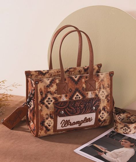 NEW IN🥳 Aztec tote collection #montanawest #wrangler #wranglerpurse #wranglerpursetrend Montana West Purse, Western Shoes, Western Purses, Round Handle, Cross Body Bags, Duffle Bag Travel, Aztec Pattern, Pocket Top, Navy And Green