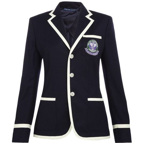 RALPH LAUREN Wimbledon Uniform Blazer ($825) ❤ liked on Polyvore featuring outerwear, jackets, blazers, blazer, tops, coats, women, navy blue blazer, blue blazer jacket and ralph lauren blazer Blue School Blazer, Blazer Uniform, Uniform Inspiration, Ralph Lauren Wimbledon, Uniform Blazer, School Blazer, Navy Blazers, Ralph Lauren Womens Clothing, Embroidered Blazer