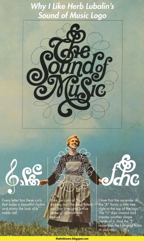 thetimbrown: Why I Like Herb Lubalin's Sound of Music Logo Herb Lubalin Design, Typography Music Poster, Music Artist Logo, Sound Typography, Musical Typography, Herb Lubalin Typography, Music Typography, Drop Cap Typography, Graphic Scores Music