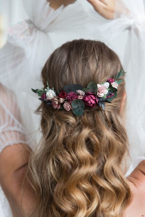 Floral Hairstyles, Flower Hair Comb Wedding, Flower Girl Hair Piece, Bridal Flower Hair Comb, Bridal Hair Pieces Flower, Wedding Flower Hair, Hair Clip Wedding, Flower Hair Accessories Wedding, Floral Comb