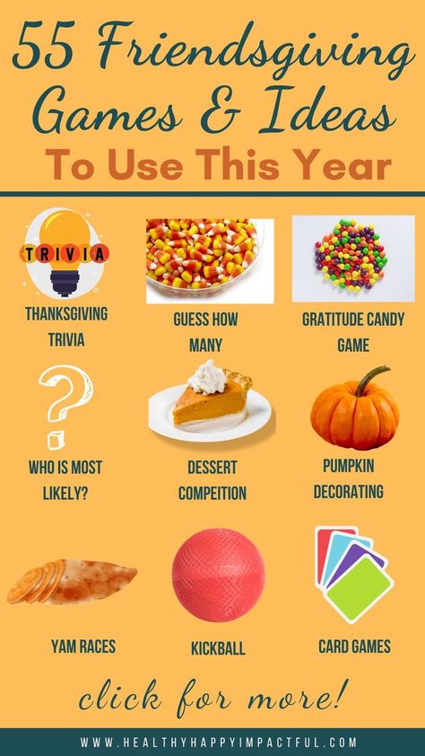 game ideas and examples for Friendsgiving this year Thanksgiving Table Games, Friendsgiving Activities, Thanksgiving Conversation Starters, Working Thanksgiving, Decorate Pumpkins, Thanksgiving Family Games, Hosting Friendsgiving, Fun Thanksgiving Games, Friendsgiving Games