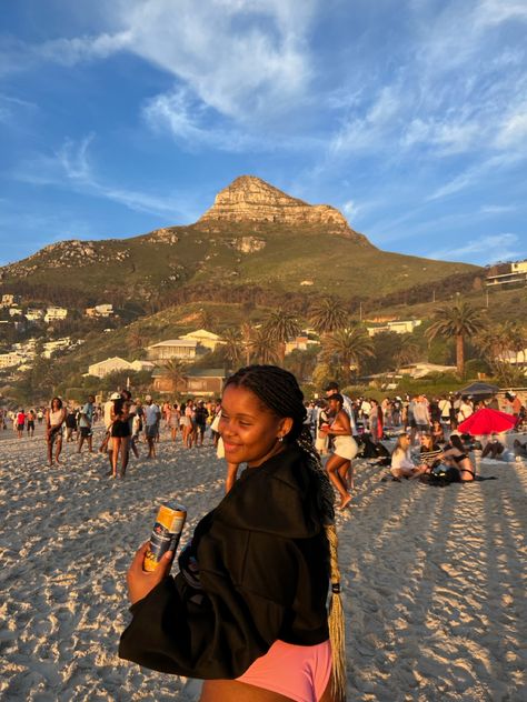 #summer #beach #clifton #goldenhour Nature, South Africa Bucket List, Africa Bucket List, Town Aesthetic, Clifton Beach, Africa Trip, Uni Life, Senior Trip, Holiday Places