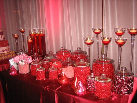 Red Candy Table, Red Candy Bar, Red Candy Buffet, Desert Bar, Candy Buffet Tables, Red Hots, Candy Display, Bulk Candy, Dessert Buffet