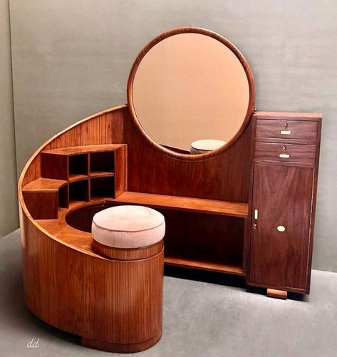 Teak Vanity, Unusual Furniture, Art Deco Vanity, Cute Furniture, Dream Furniture, Deco Furniture, Funky Furniture, Art Deco Furniture, Dream House Interior