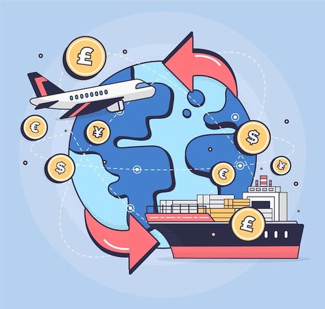 Concepto de comercio internacional dibuj... | Free Vector #Freepik #freevector #invertir-dinero #ingresos #invertir #dinero Economic Globalization Poster, Economics Poster, Economy Design, Business Poster, Flat Design Illustration, Study Organization, Logo Design Art, Poster Drawing, Logo Creation