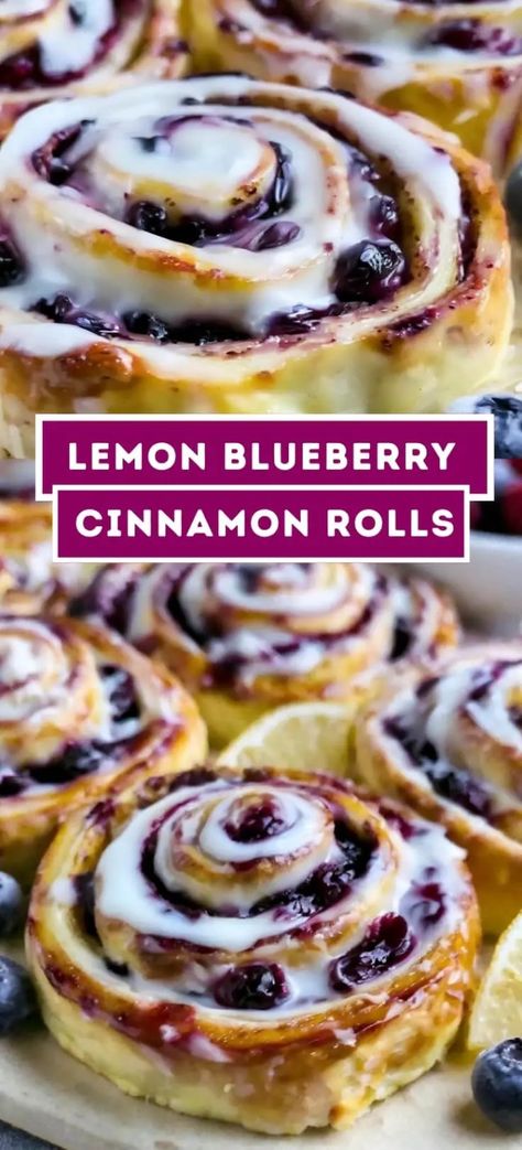 Blueberry Cinnamon Rolls, Blueberry Cream Cheese Muffins, Lemon Blueberry Bread, Cinnamon Roll Dough, Lemon Blueberry Muffins, Blueberry Desserts, Blueberry Cream Cheese, Sweet Buns, Delicious Cream