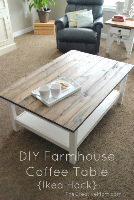 DIY Farmhouse Coffee Table (Ikea Hack) Diy Farmhouse Coffee Table, Koti Diy, Farmhouse Coffee Table, Table Ikea, Ikea Table, Ikea Lack, Diy Ikea, Coffee Table Farmhouse, Simple Furniture