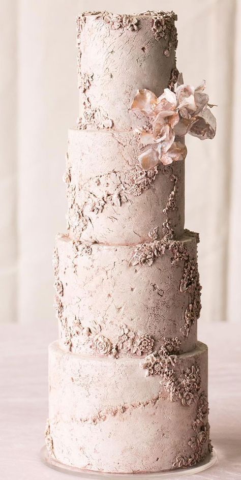 These 50 Jaw-Dropping Wedding Cakes Deserve To Be Framed : textured cake Marbled Buttercream Cake, Texture Wedding Cake, Concrete Wedding Cake, Textured Wedding Cake, Textured Cake, Jasmine Rae, Textured Wedding Cakes, Texture Wedding, Simple Cakes